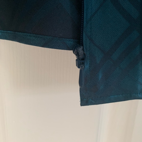 Coldwater Creek Teal Blue Geometric Design  Long Sleeve Blouse Zip Top Size XL - Picture 6 of 8